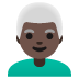 man, dark skin tone, white hair